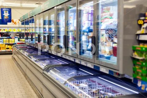 Fidges with food in the supermarket Stock Photos