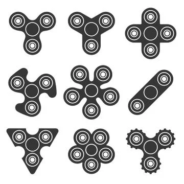 Fidget Hand Spinner Icons Set on White Background. Vector Stock Illustration
