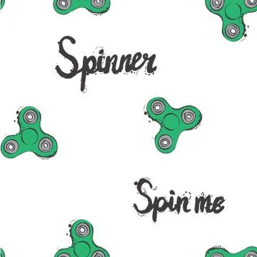 Fidget spinner hand drawing illustration and lettering calligraphy seamless Stock Illustration