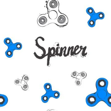 Fidget spinner hand drawing illustration and lettering calligraphy seamless Stock Illustration