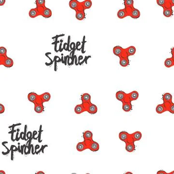 Fidget spinner hand drawing illustration and lettering calligraphy seamless Stock Illustration