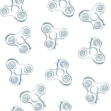 Fidget spinner hand drawing illustration and lettering calligraphy seamless Stock Illustration