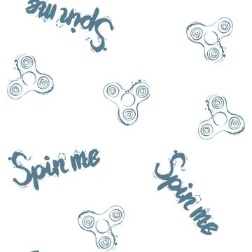 Fidget spinner hand drawing illustration and lettering calligraphy seamless Stock Illustration