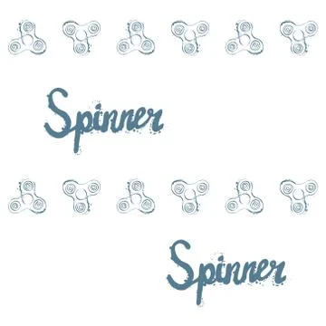 Fidget spinner hand drawing illustration and lettering calligraphy seamless Illustrazione stock