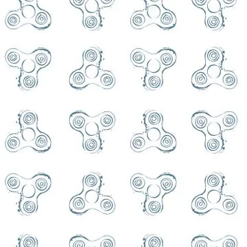 Fidget spinner hand drawing illustration seamless pattern Stock Illustration