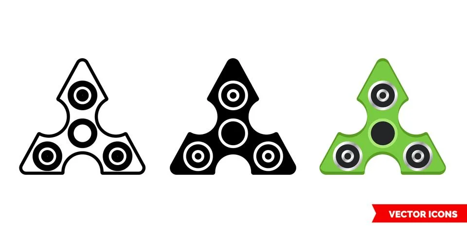 Fidget spinner icon of 3 types. Isolated vector sign symbol. Stock Illustration