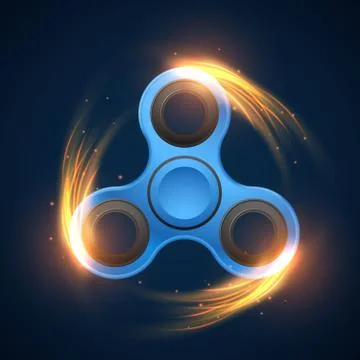 Fidget spinner with neon light spinning effect vector illustration Stock Illustration