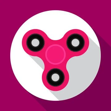 Fidget spinner pink color in flat style with long shadow. Hand toy for stre.. Stock Illustration