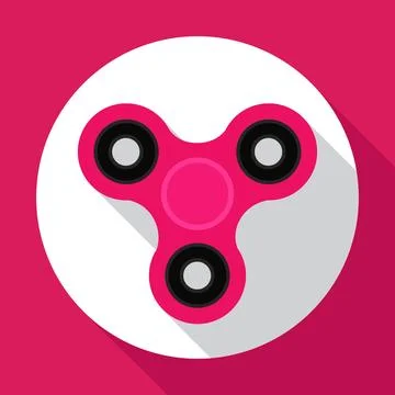Fidget spinner pink color in flat style with long shadow. Hand toy for stre.. Stock Illustration
