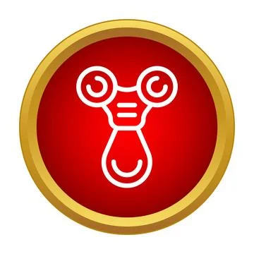 Fidget spinner toy icon on red gold button Stock Illustration