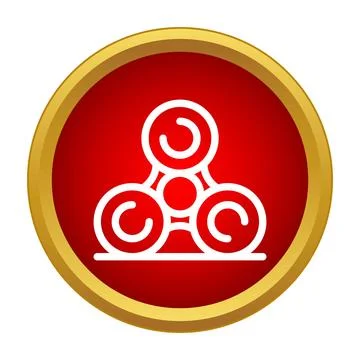 Fidget spinner toy outline icon in red button Stock Illustration