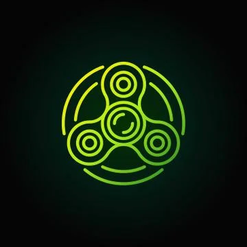 Fidget spinner vector green icon Stock Illustration