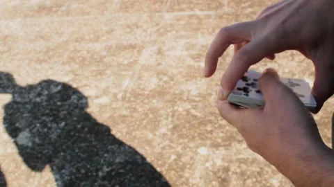 Fidgeting around with playing cards. Stock Footage 142276809