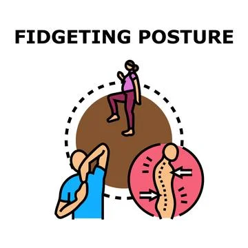 Fidgeting posture causing back pain and body discomfort Stock Illustration