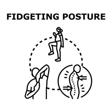 Fidgeting posture causing back pain and body discomfort Stock Illustration