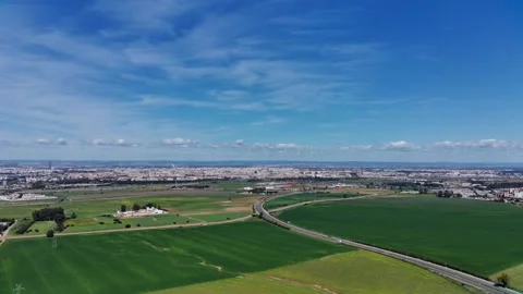 Field on the access road to Seville. 動画素材 237336301
