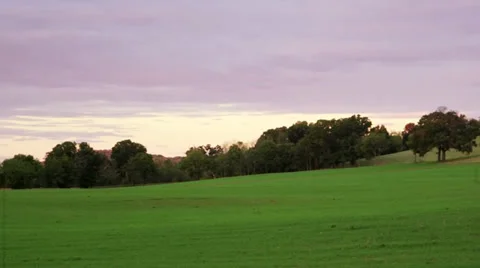 Field and barn left to right pan WS Stock-Footage 32076193