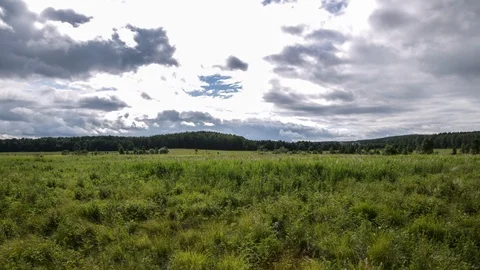 Field and clouds Stock Footage 124146489