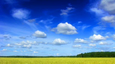 Field and clouds time lapse 1 saturated Stock Footage 517418