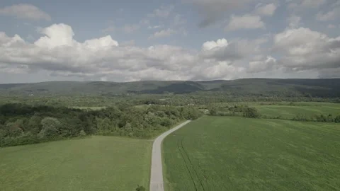 Field and Mountain Strafe Right Stock Footage 247680770