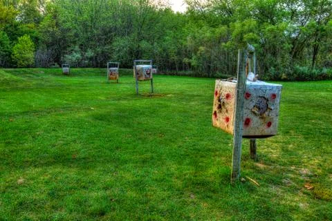 Field archery range in a park Stock Photos