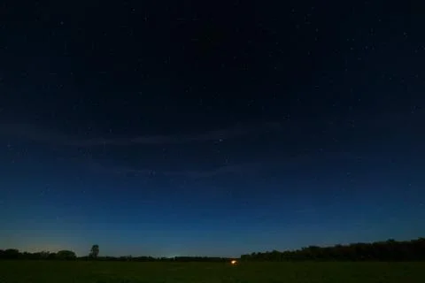 The Field on a background of the starry sky. Stock Photos