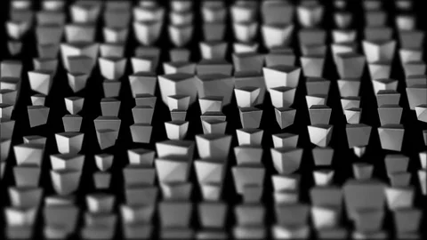 Field of bouncing cubes depth of field. cinematographic industrial background Stock Footage 82335321