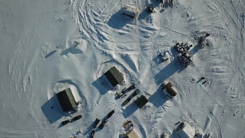 Field camp of geologists in the tundra of the Republic of Sakha. Frozen Surface Stock Footage 129123771