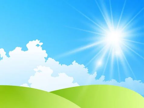 Field of daisies with bright sun Vector illustration of field of daisies w... Stock Photos