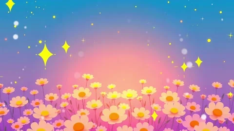 Field of Daisies Under a Starry Sky: Animated Dreamscape Stock Footage 306826125
