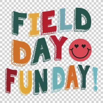 Field Day Fun Day Text hand drawn black white isolated Stock Illustration