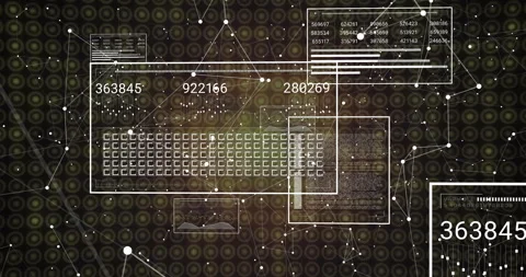 Field emerging with nodes animating frames fading labels updating grid rising Stock Footage 312482061