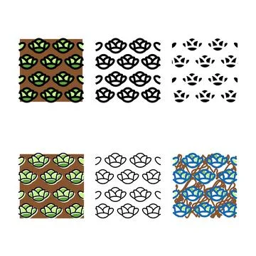 Field farm with growing variants cabbage color icon vector Stock Illustration