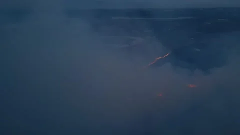 Field fire, peat burning shooting from a drone Stock Footage 171617652
