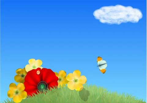 Field with flowers Stock Illustration