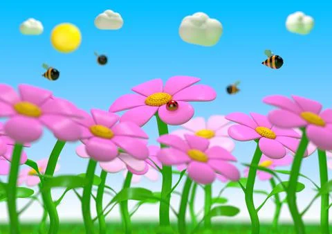 Field of flowers Stock Illustration
