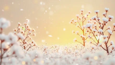 Field of Flowers with Light: An animated close up with glowing light and delica Video stock 317967677