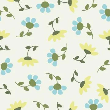 Field flowers pattern seamless vector Stock Illustration