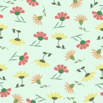 Field flowers pattern seamless vector Stock Illustration