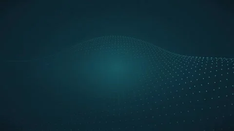 A field of glowing light blue-green dots undulates in a gentle wave pattern Stock Footage 340678254