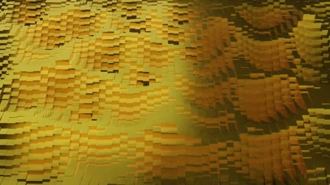 A field of gold cubes rizing in waves, 3d animated seamless loop animation Stock Footage 156022562