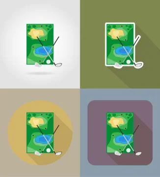 Field for golf flat icons vector illustration Stock Illustration