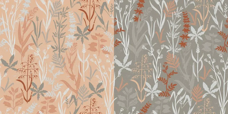 Field Grasses. A set of patterns. Illustrazione stock
