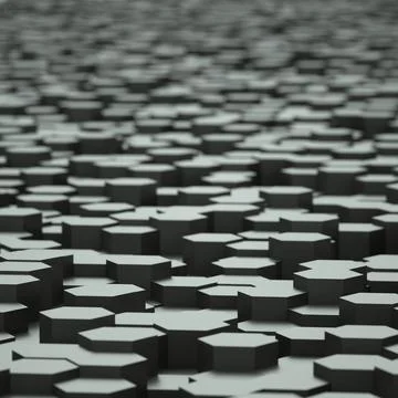 Field of grey hexagonal blocks fading into soft focus Stock Illustration