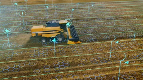 Field Harvester Graphics Analysis 스톡 동영상 145691079