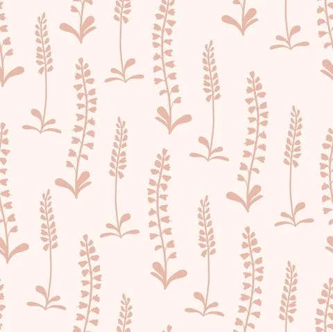 Field herbs. Delicate pink pattern. Summer design. TREND COLORS Illustrazione stock