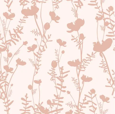 Field herbs. Delicate pink pattern. Summer design. TREND COLORS Illustrazione stock