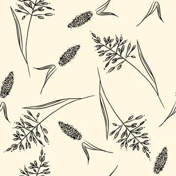 Field herbs seamless boho pattern. Vector illustration Stock Illustration