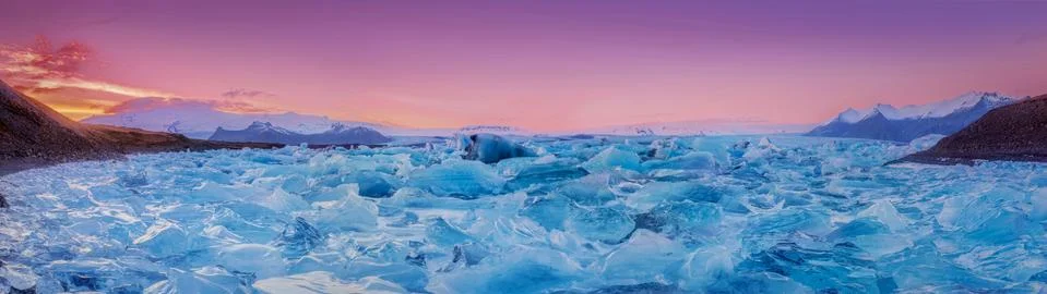 Field of Ice &amp; Sunset Stock Photos