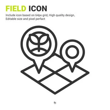 Field icon vector with outline style isolated on white background 스톡 일러스트